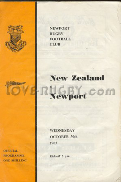 1963 Newport v New Zealand  Rugby Programme